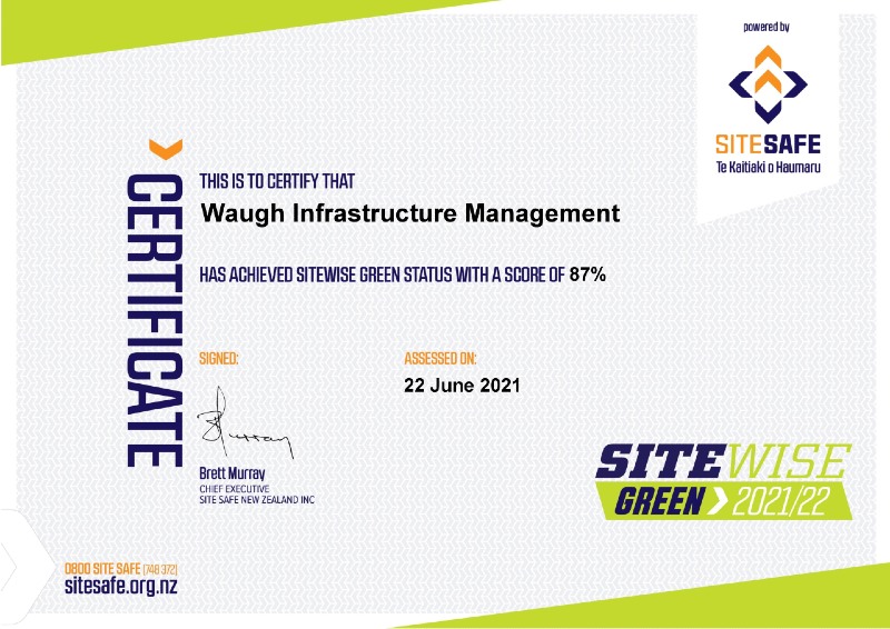 Waugh Infrastructure Management SiteWise Green Certificate 2021-22