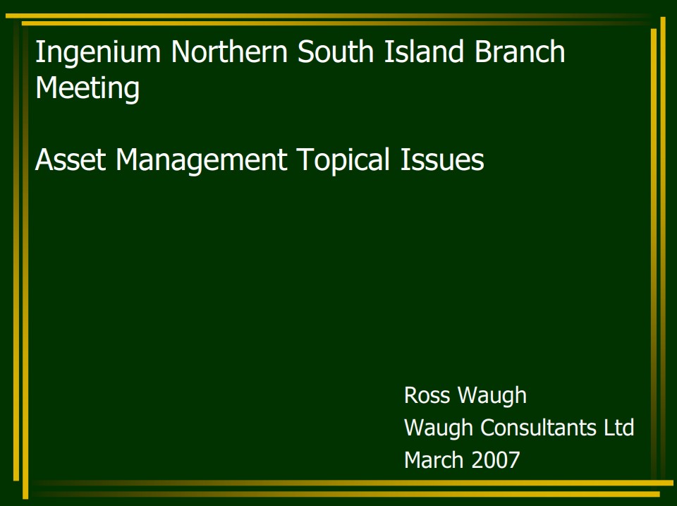Asset Management Topical Issues by Ross Waugh